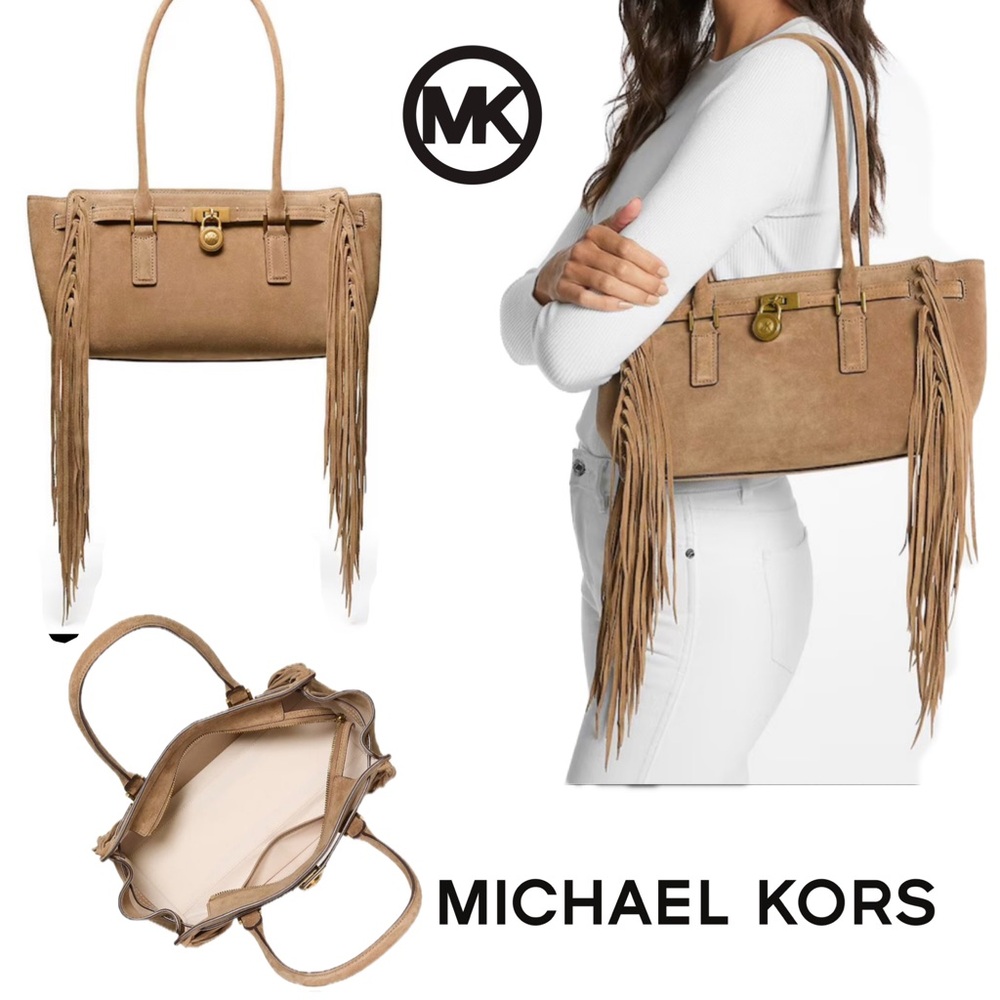 NWT Michael Kors Tan Suede Fringe Satchel